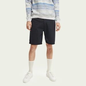 Scotch & Soda Mens Chino Shorts Solid Flat Front Navy Blue Casual